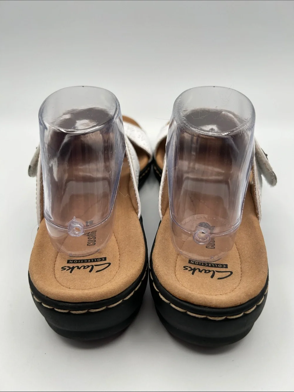 Clarks White Perforated Adjustable Slide Sandals Size 12 N Narrow